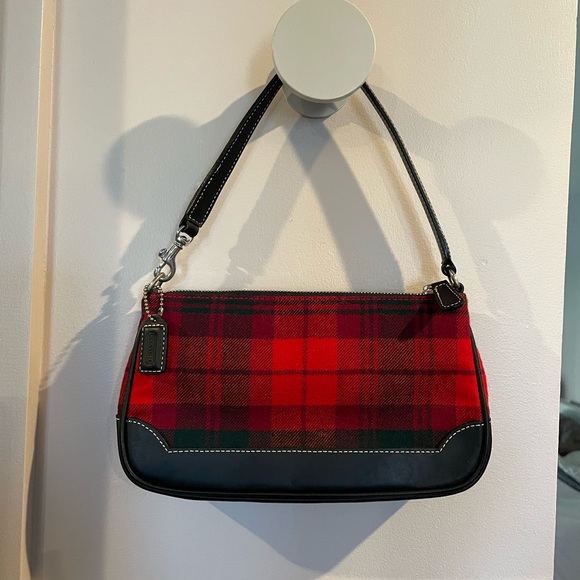 Coach small leather  and plaid wool shoulder bag in excellent condition - Picture 3 of 9